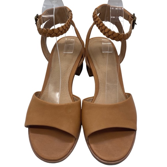Soludos Shoes Lucia Heel Sandals Brown Leather Casual Peep Toe Buckle Size 9.5 - Picture 4 of 12